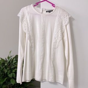 White Lace Trim Long Sleeve